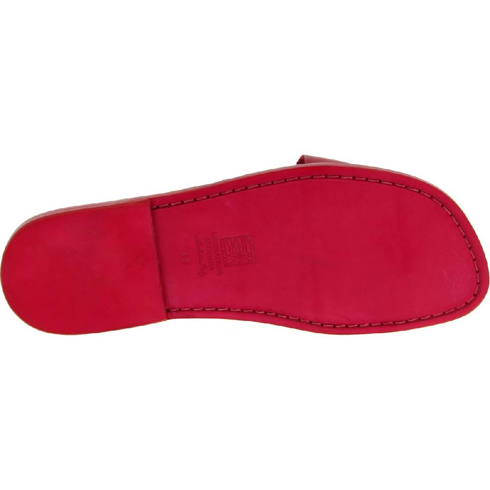 Lartigiano Del Cuoio Infradito in pelle rossa intrecciata sull'alluce e suola in cuoio Moda