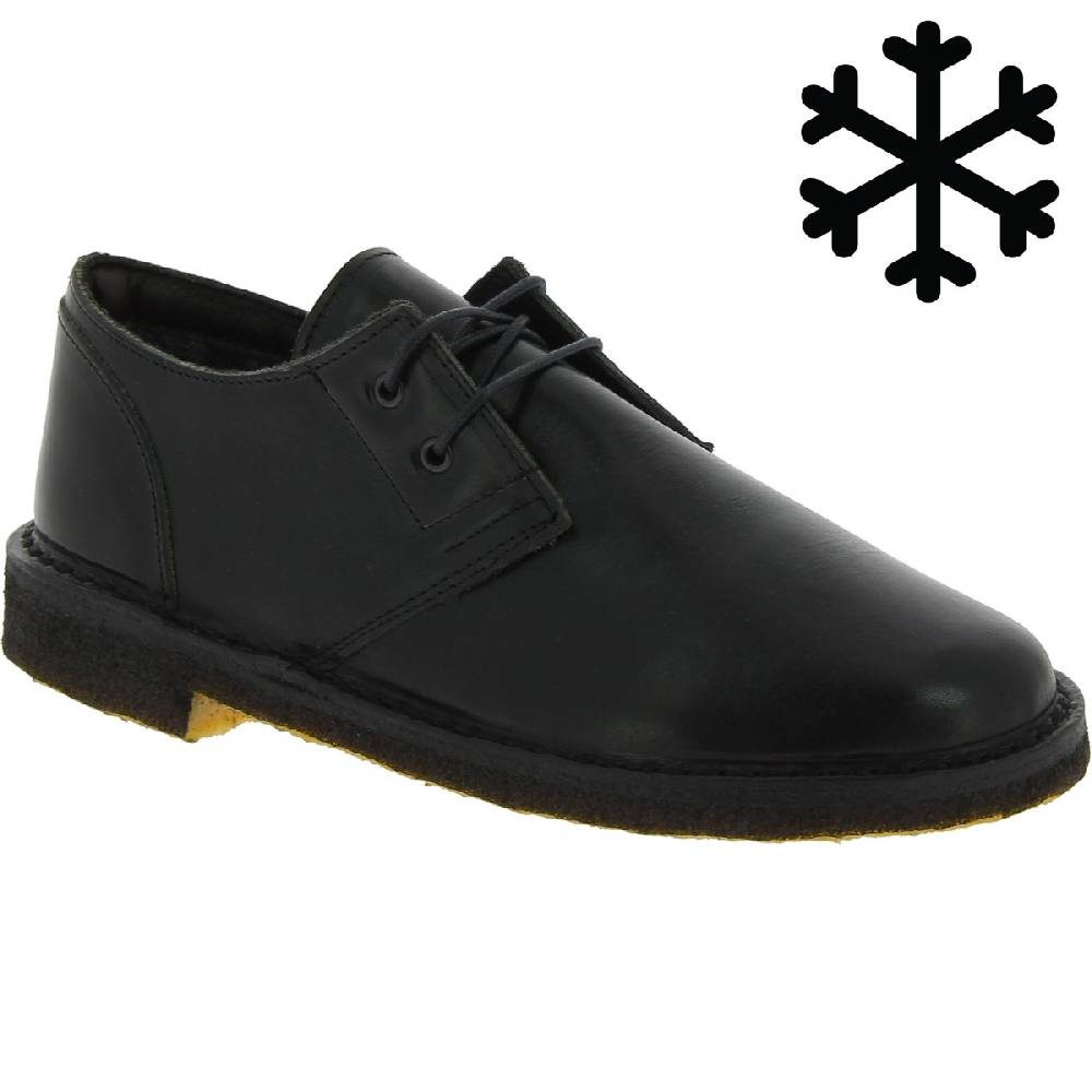 Lartigiano Del Cuoio Scarpe basse da donna in pelle nera con fodera invernale
