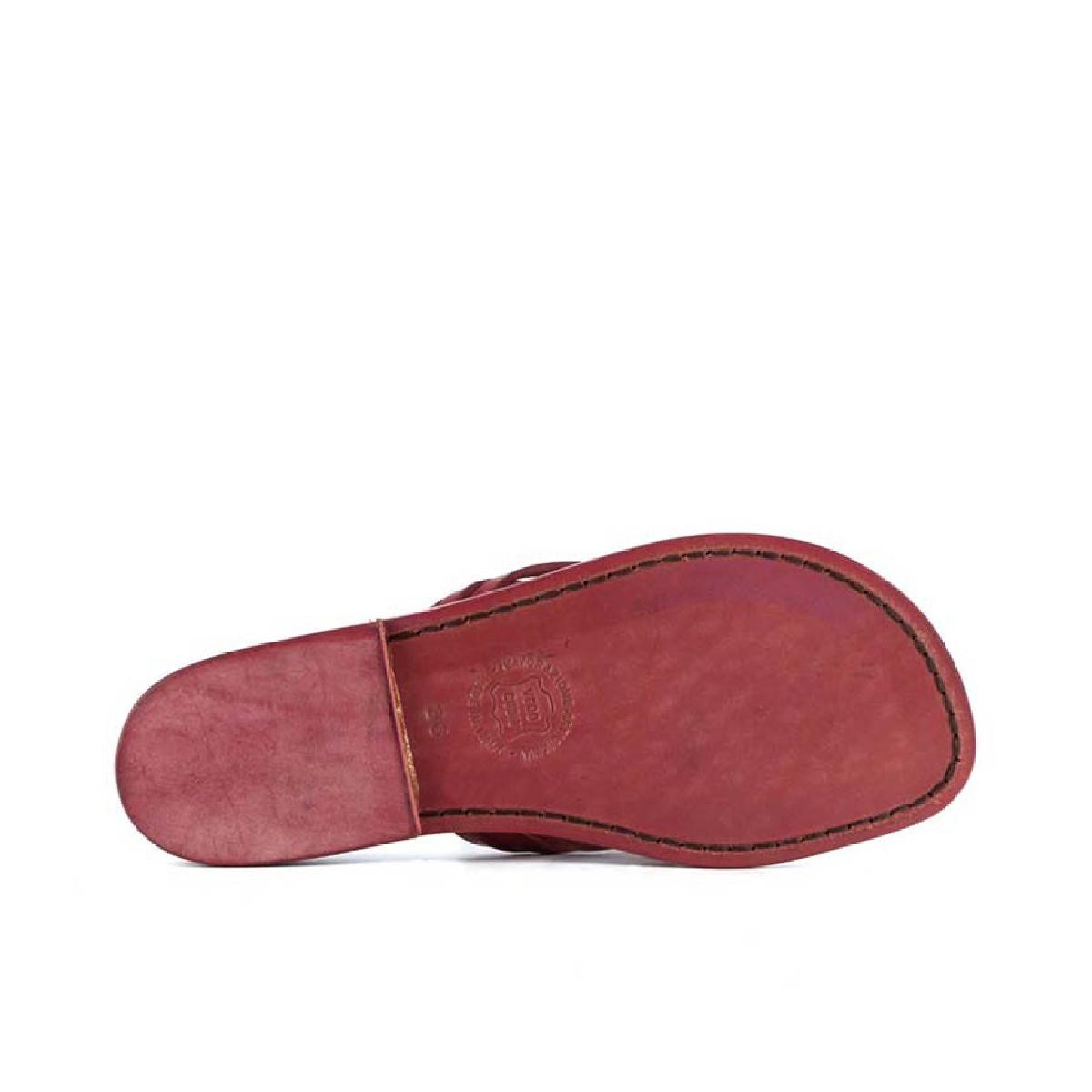 Lartigiano Del Cuoio Infradito donna fatti a mano in pelle intrecciata rosso con suola in cuoio Spedizione Gratuita