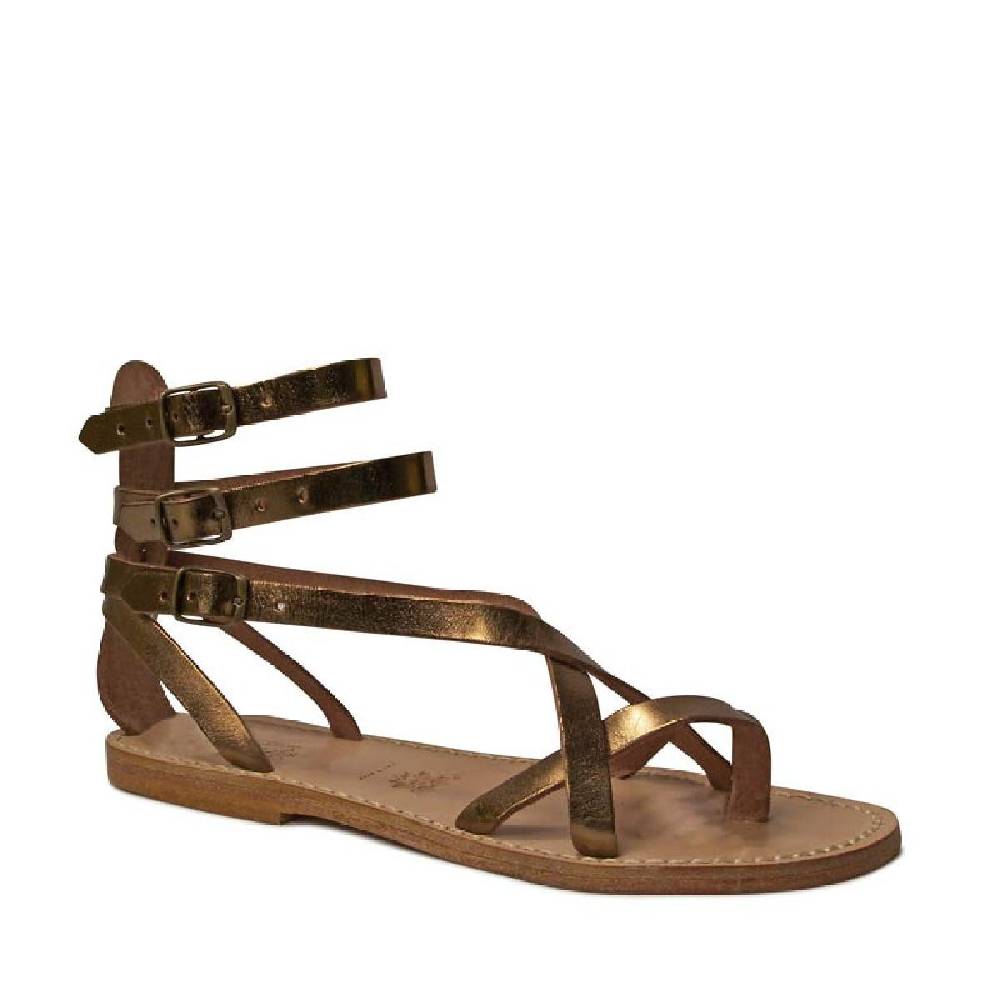 Lartigiano Del Cuoio Sandali gladiatore fatti a mano in pelle laminata bronzo