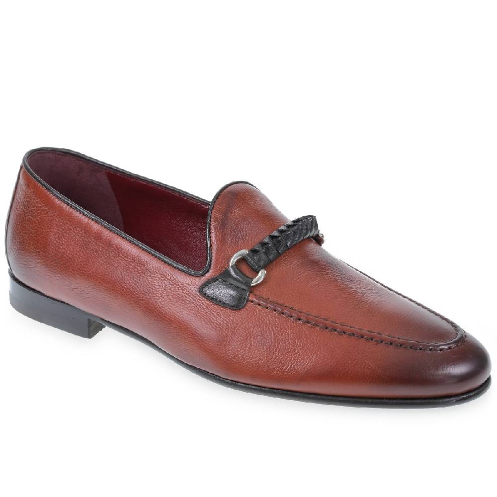 Lartigiano Del Cuoio Mocassino da uomo in pelle color mattone con passante intrecciato Presa