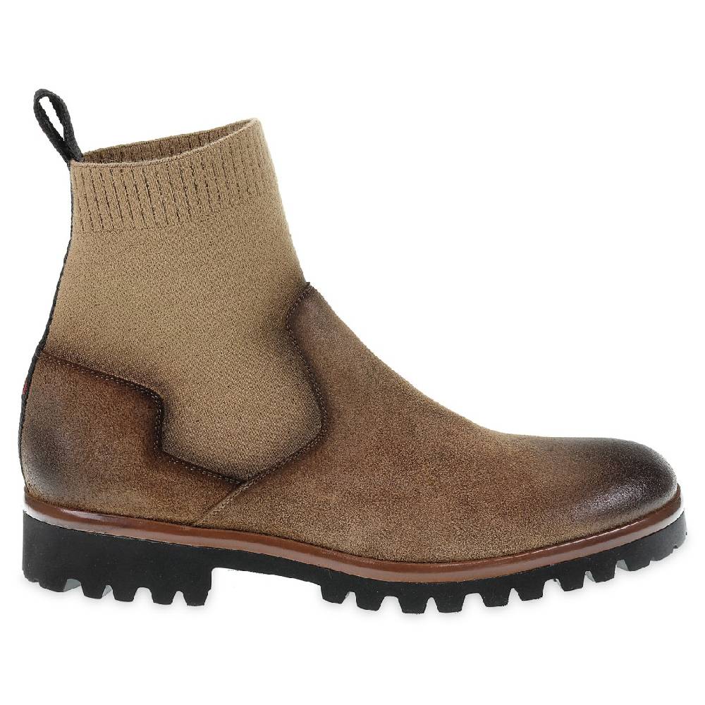 Lartigiano Del Cuoio Chelsea in camoscio marrone ingrassato e cashmere - Fratelli Borgioli Offerta