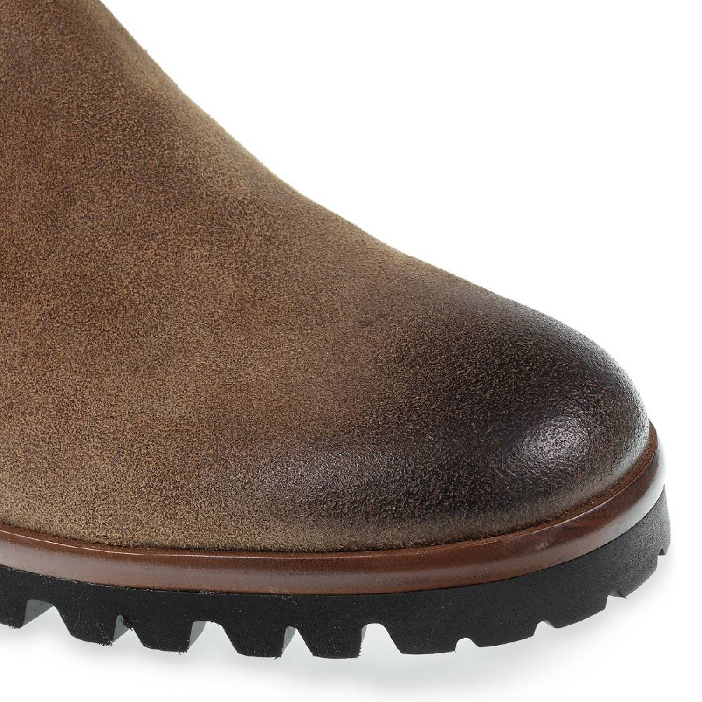 Lartigiano Del Cuoio Chelsea in camoscio marrone ingrassato e cashmere - Fratelli Borgioli Offerta