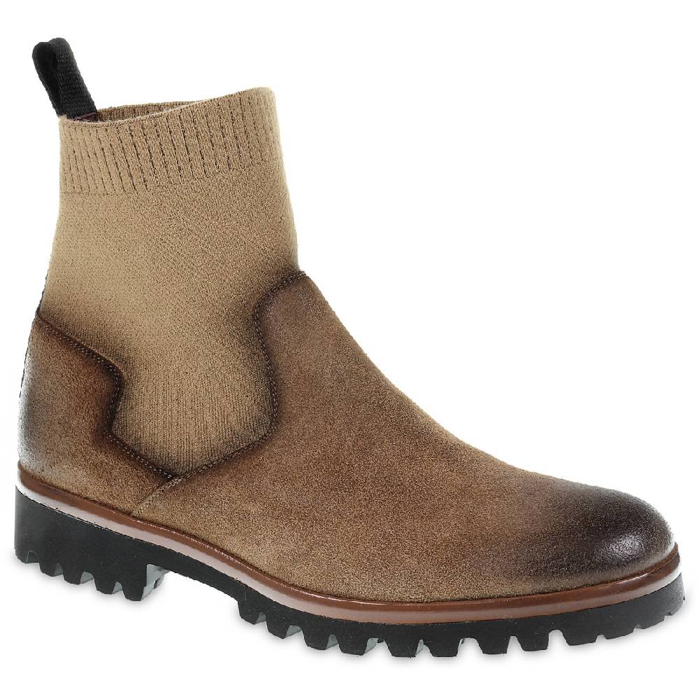 Lartigiano Del Cuoio Chelsea in camoscio marrone ingrassato e cashmere - Fratelli Borgioli Offerta
