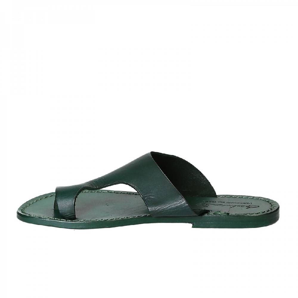 Lartigiano Del Cuoio Ciabatte infradito donna in pelle verde artigianali Outlet