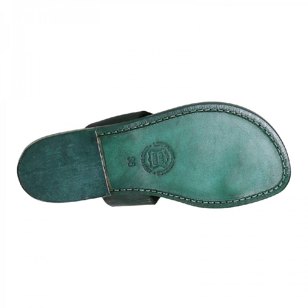 Lartigiano Del Cuoio Ciabatte infradito donna in pelle verde artigianali Outlet