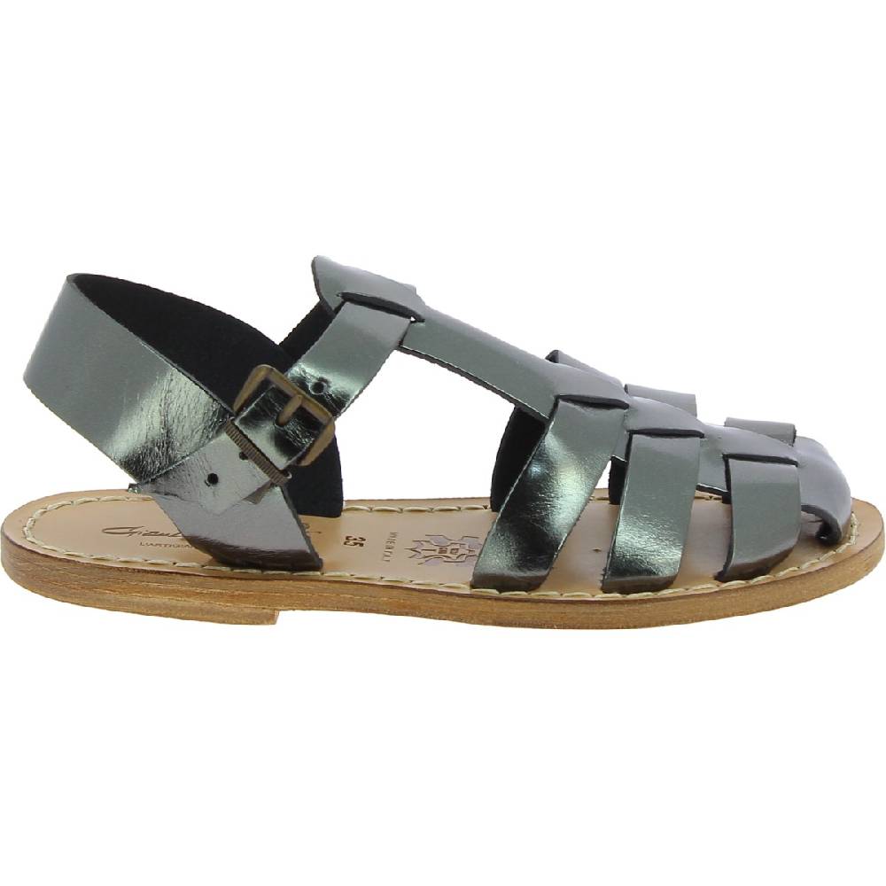Lartigiano Del Cuoio Sandali da donna in pelle color titanio fatti a mano in Italia Enormi risparmi