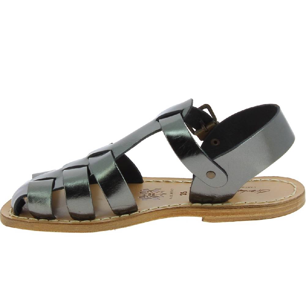 Lartigiano Del Cuoio Sandali da donna in pelle color titanio fatti a mano in Italia Enormi risparmi