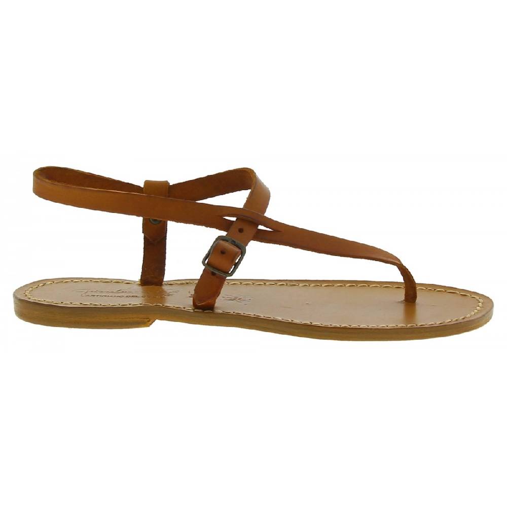 Lartigiano Del Cuoio Sandali infradito artigianali da donna in pelle color cuoio Saldi Di Fabbrica