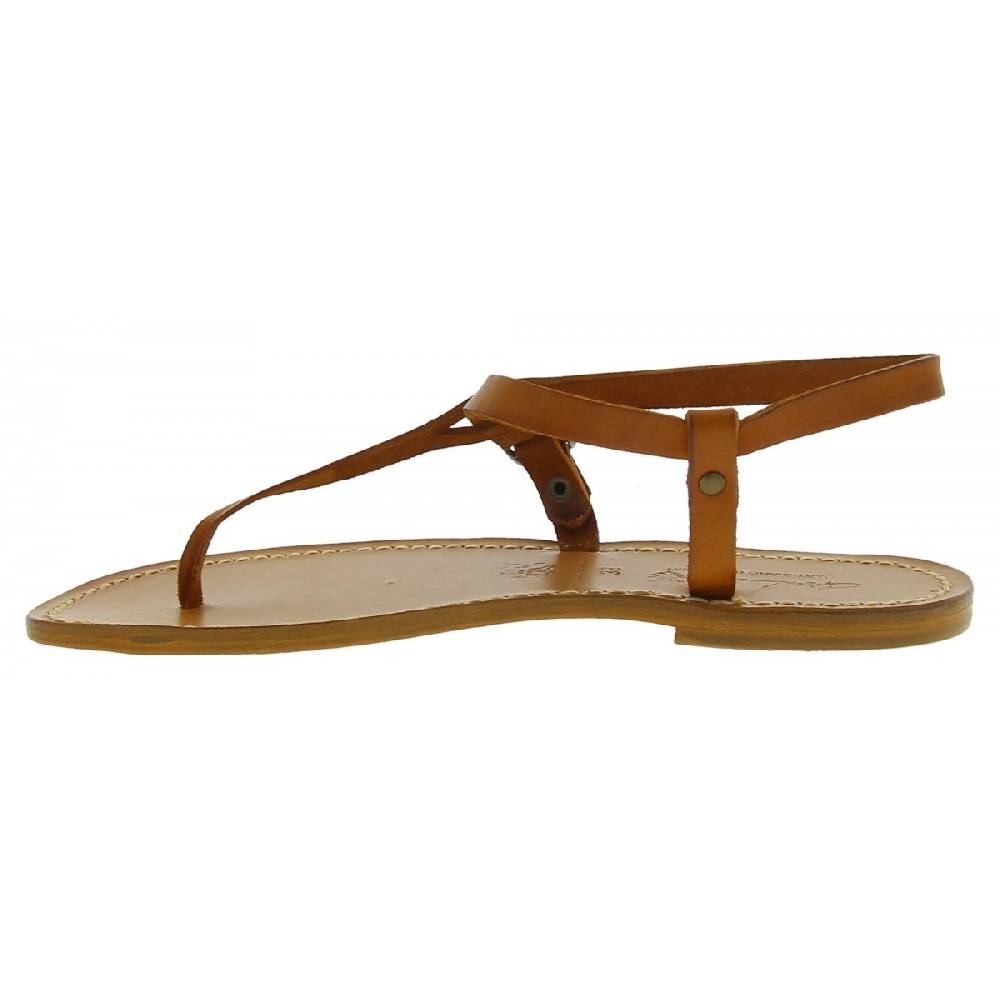 Lartigiano Del Cuoio Sandali infradito artigianali da donna in pelle color cuoio Saldi Di Fabbrica