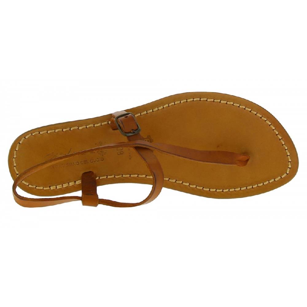 Lartigiano Del Cuoio Sandali infradito artigianali da donna in pelle color cuoio Saldi Di Fabbrica