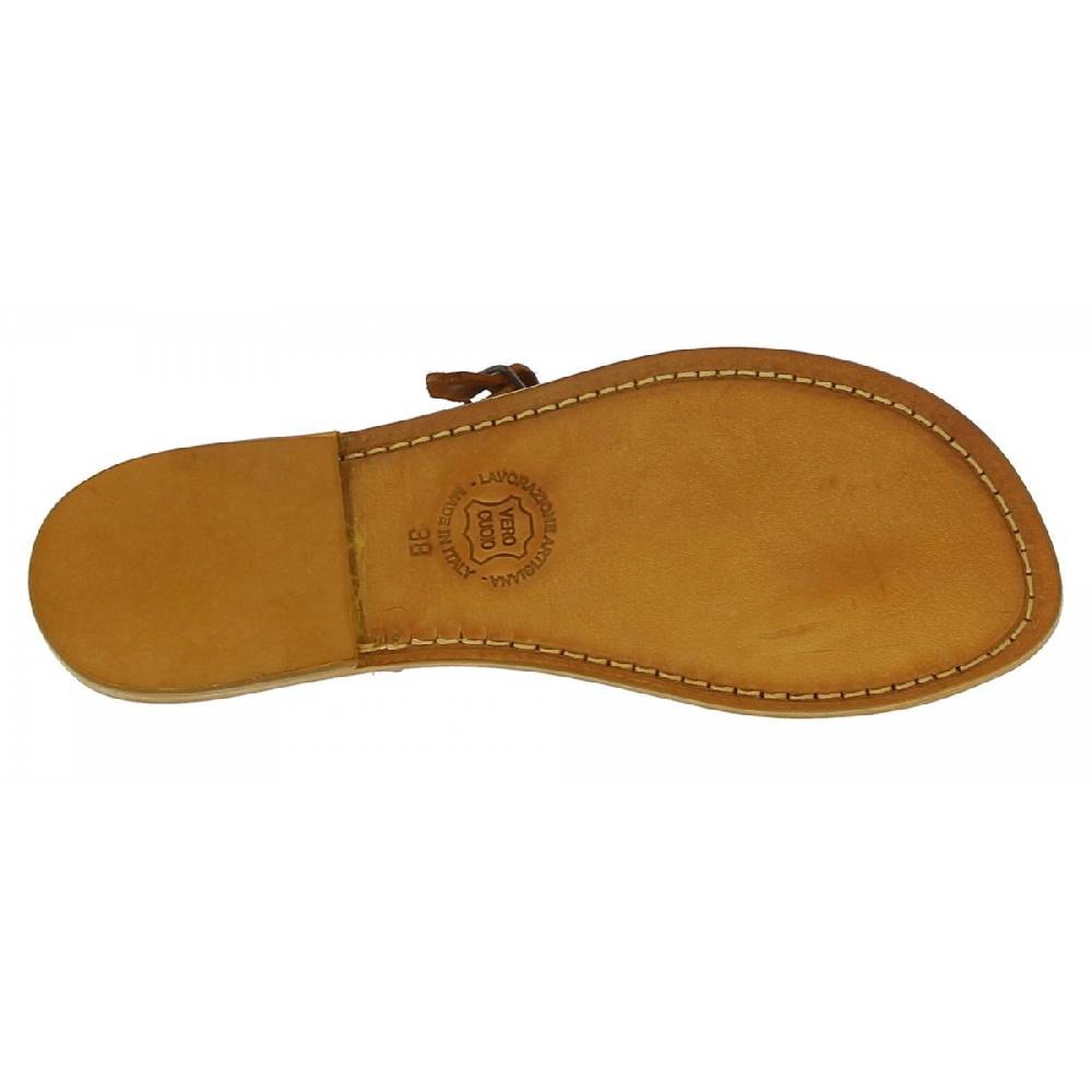 Lartigiano Del Cuoio Sandali infradito artigianali da donna in pelle color cuoio Saldi Di Fabbrica