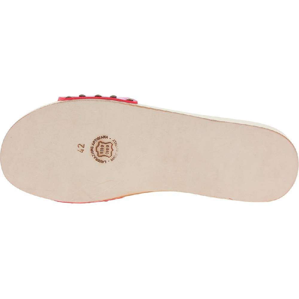 Lartigiano Del Cuoio Zoccoli di legno artigianali da uomo con fascia regolabile in pelle rossa Vendite Flash