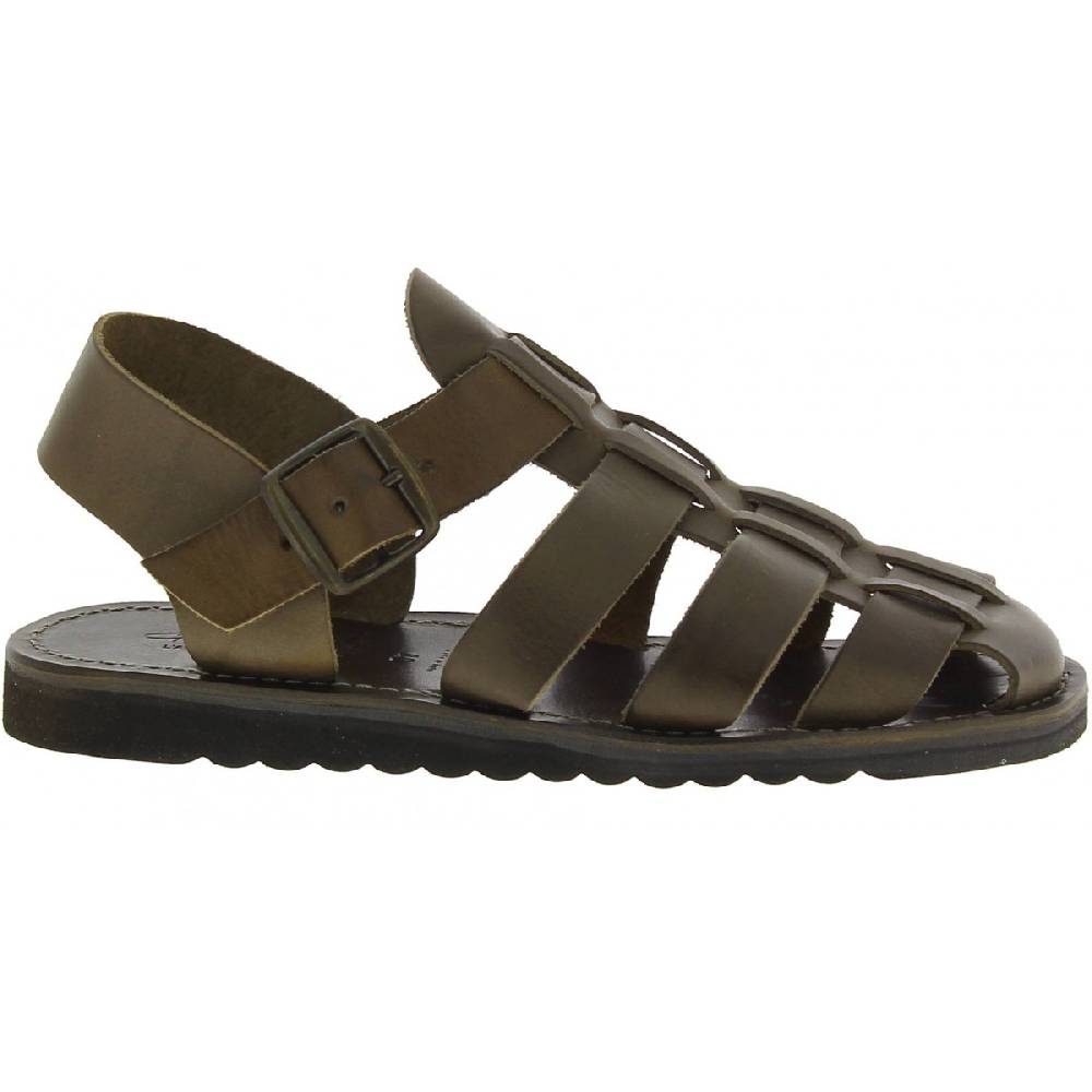 Lartigiano Del Cuoio Sandali uomo fatti a mano in pelle color fango suola gomma spessa Italia