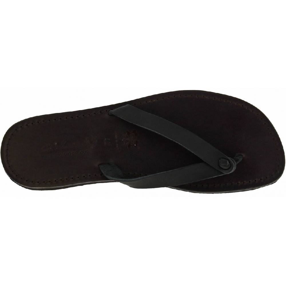 Lartigiano Del Cuoio Infradito uomo in pelle nero con suola in gomma spessa Promozione