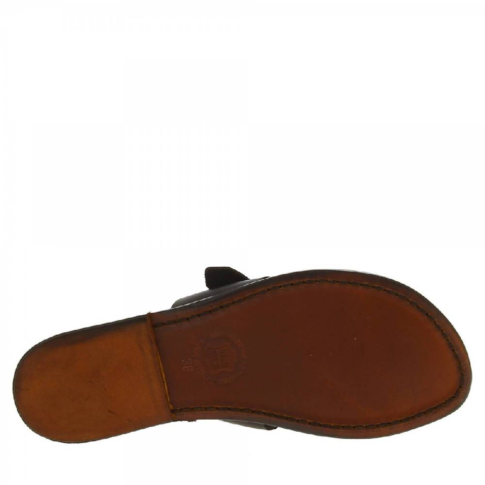 Lartigiano Del Cuoio Ciabatte infradito artigianali donna in pelle marrone Promozione Limitata