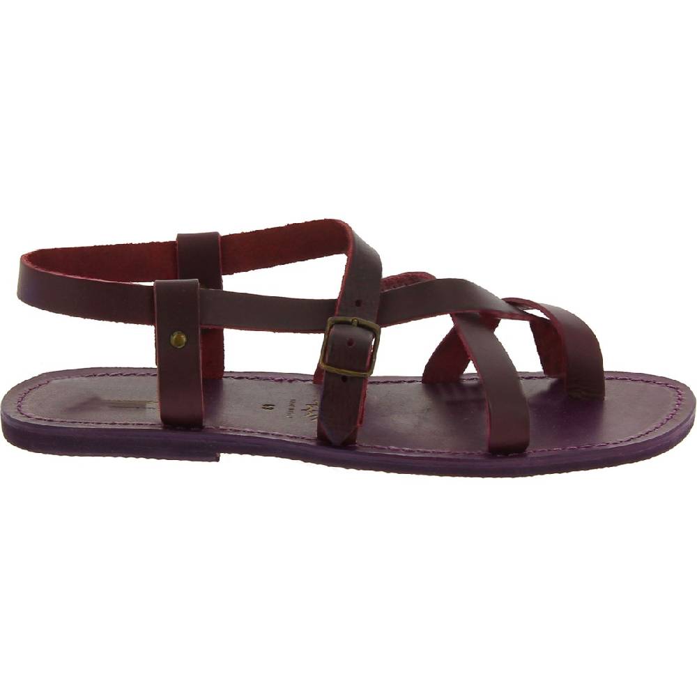 Lartigiano Del Cuoio Sandali uomo in cuoio artigianali in pelle color viola Sconto