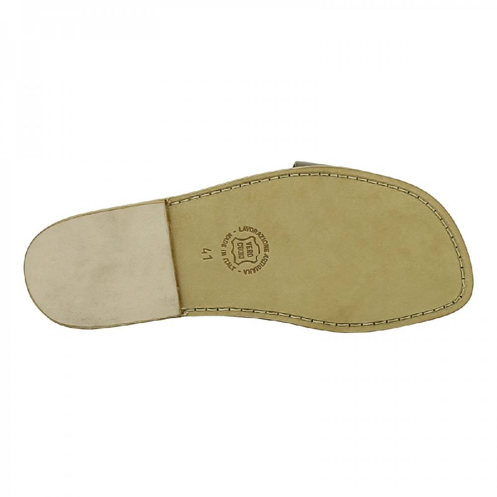 Lartigiano Del Cuoio Ciabatte infradito uomo in pelle color fango artigianali Outlet