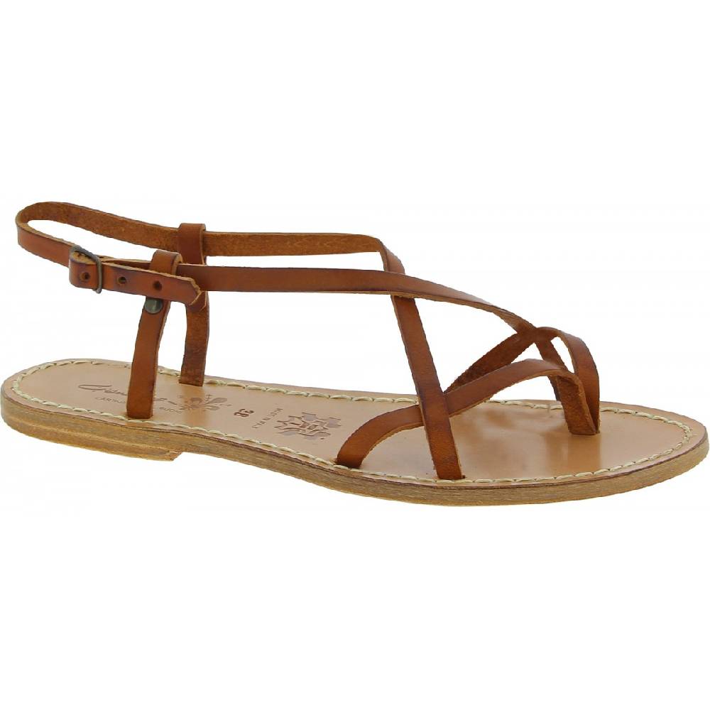 Lartigiano Del Cuoio Sandali da donna in pelle color cuoio fatti a mano