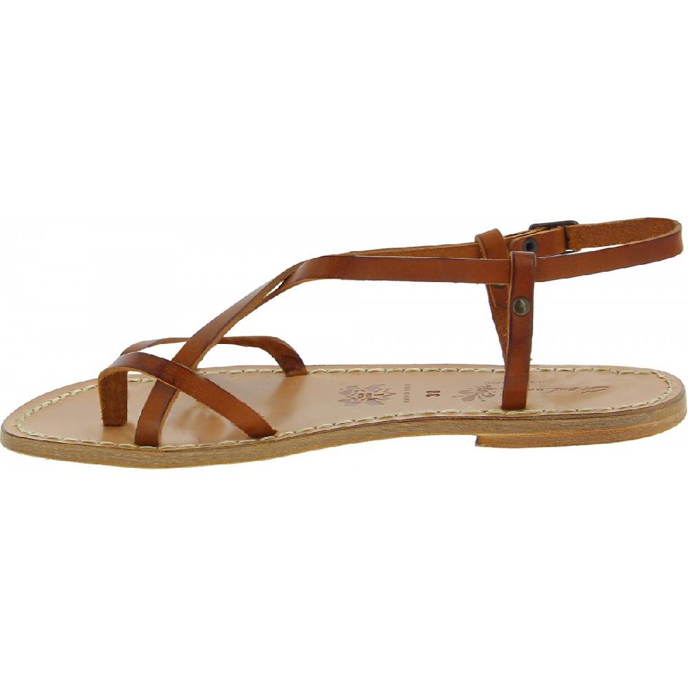 Lartigiano Del Cuoio Sandali da donna in pelle color cuoio fatti a mano Vendite Flash