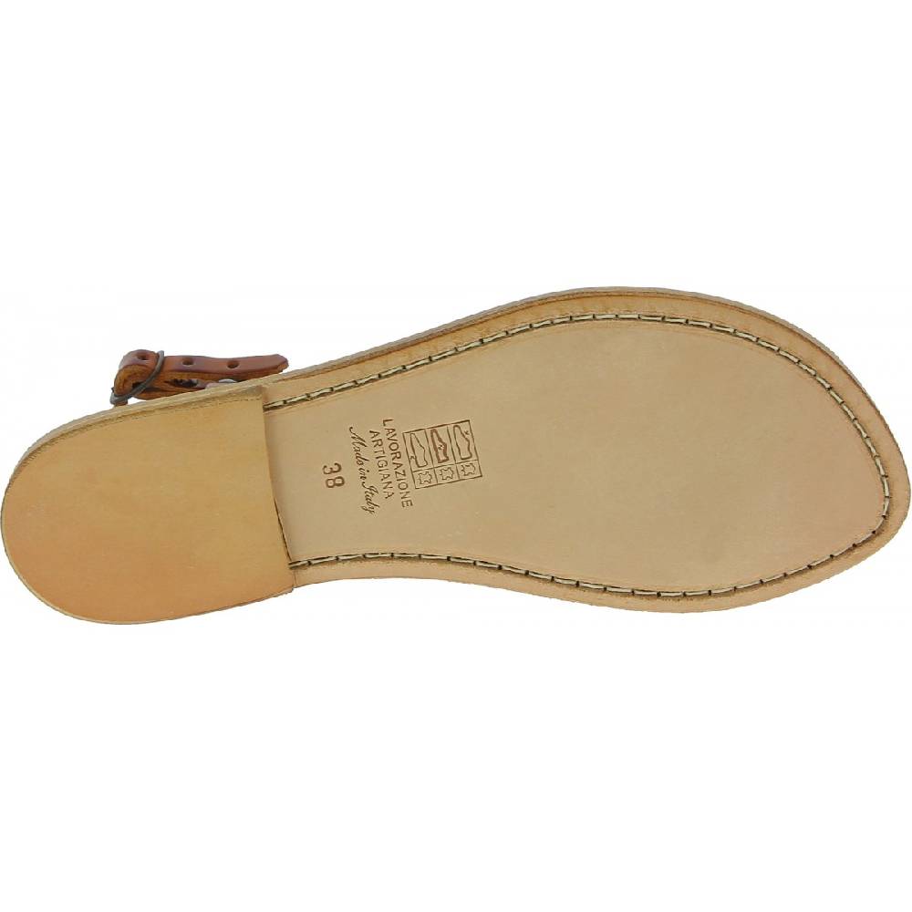 Lartigiano Del Cuoio Sandali da donna in pelle color cuoio fatti a mano Vendite Flash