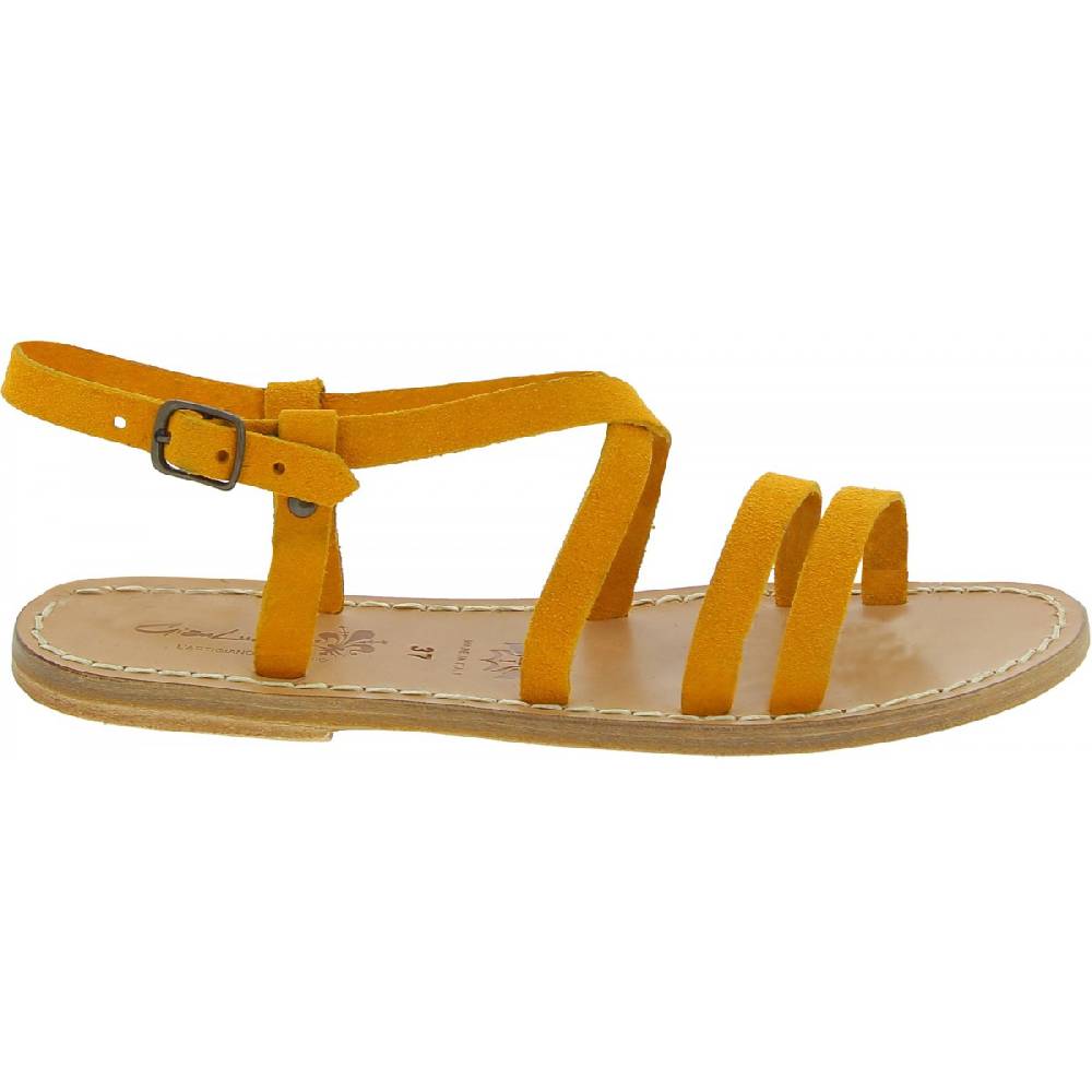 Lartigiano Del Cuoio Sandali donna in pelle nabuk color ocra fatti a mano Moda