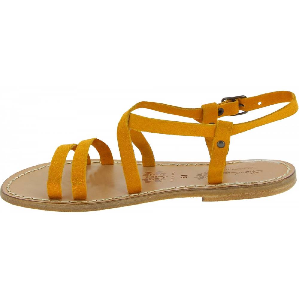 Lartigiano Del Cuoio Sandali donna in pelle nabuk color ocra fatti a mano Moda