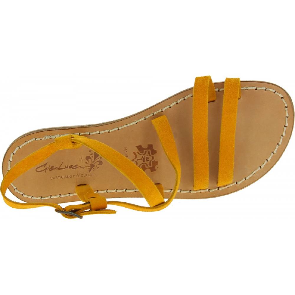 Lartigiano Del Cuoio Sandali donna in pelle nabuk color ocra fatti a mano Moda