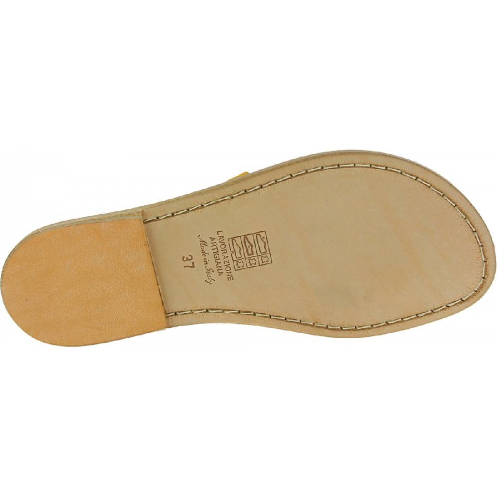 Lartigiano Del Cuoio Sandali donna in pelle nabuk color ocra fatti a mano Moda