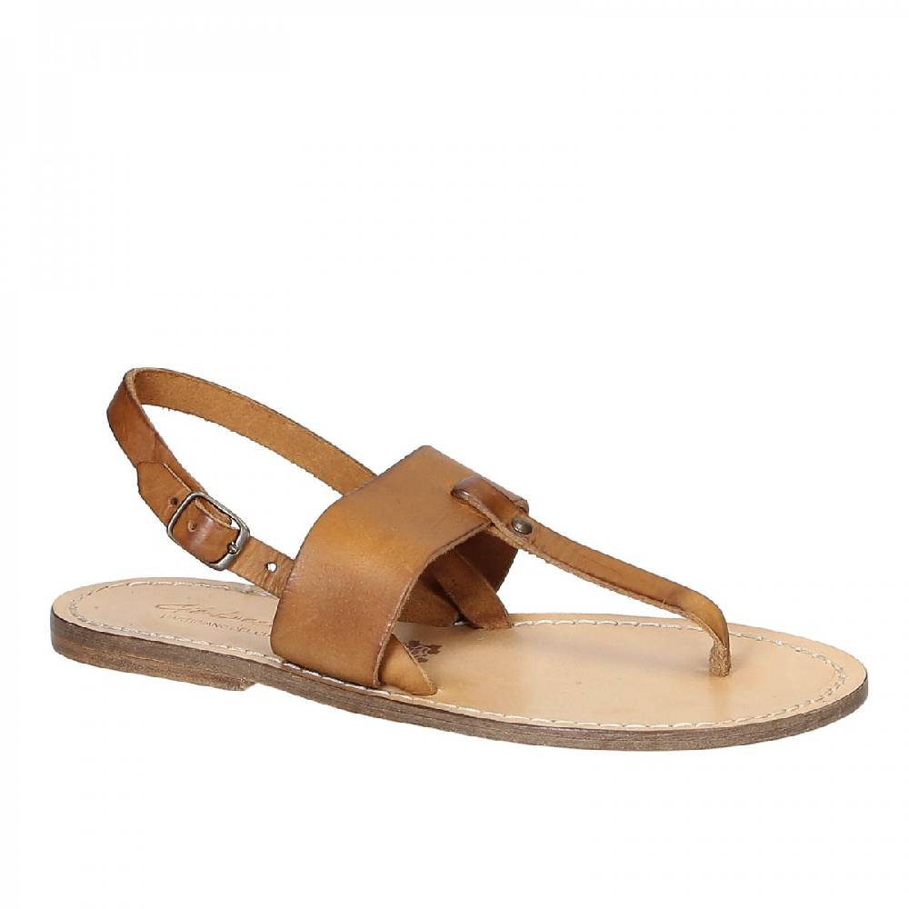 Lartigiano Del Cuoio Sandali infradito donna in pelle marrone