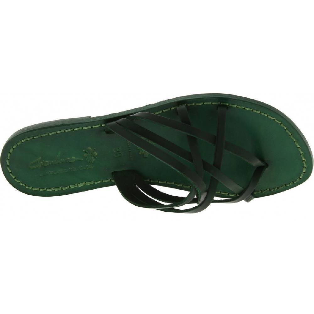 Lartigiano Del Cuoio Infradito donna in pelle intrecciata verde fatti a mano con suola in cuoio Affare Del Giorno