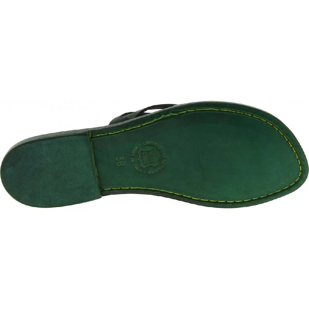 Lartigiano Del Cuoio Infradito donna in pelle intrecciata verde fatti a mano con suola in cuoio Affare Del Giorno