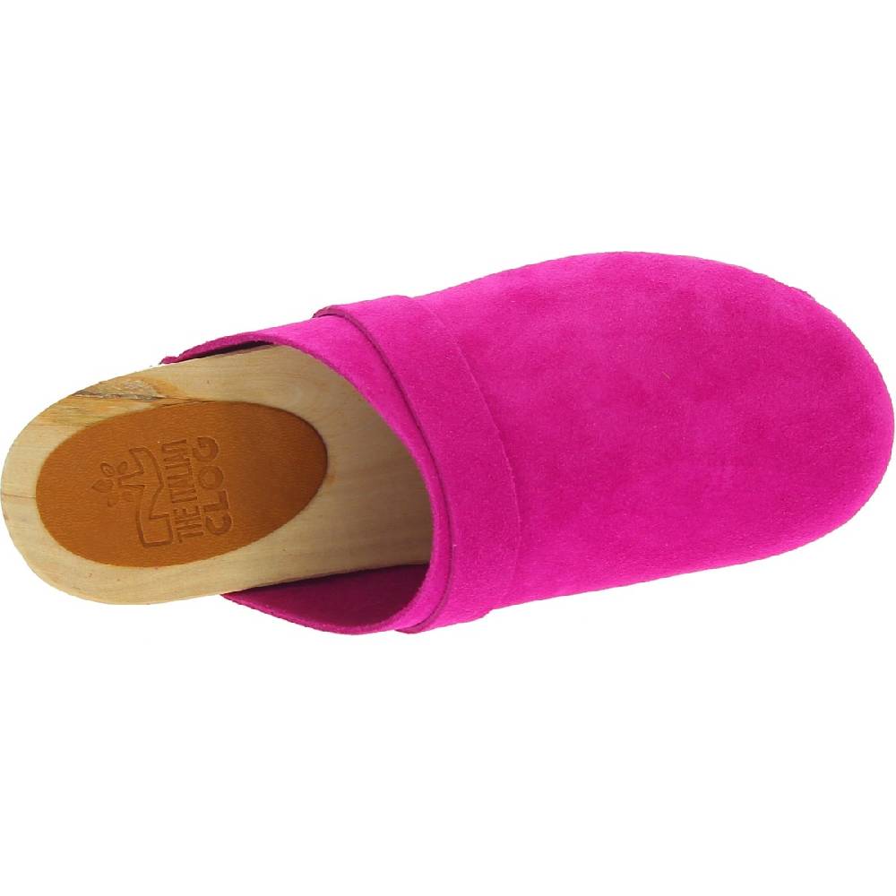 Lartigiano Del Cuoio Zoccoli in legno con tomaia chiusa in pelle scamosciata rosa Sconto