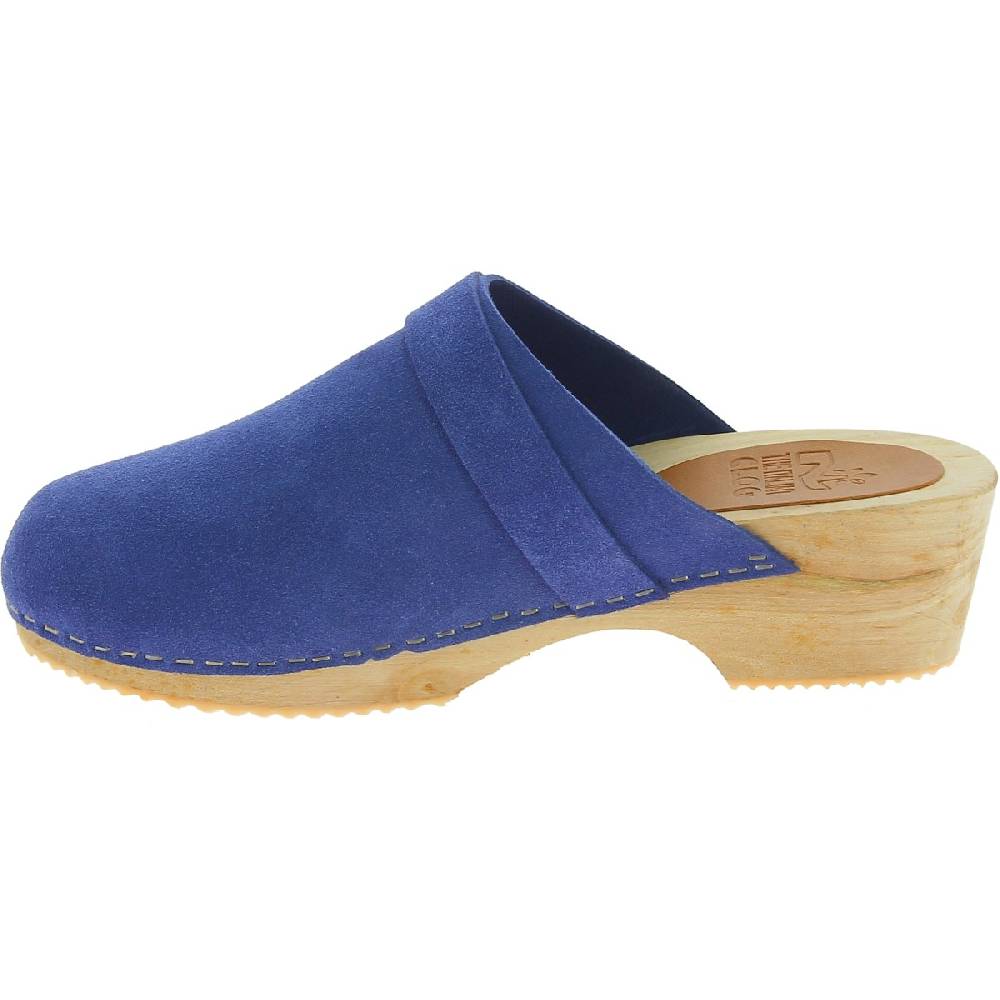 Lartigiano Del Cuoio Zoccoli in legno da donna con tomaia chiusa in pelle scamosciata blu Online