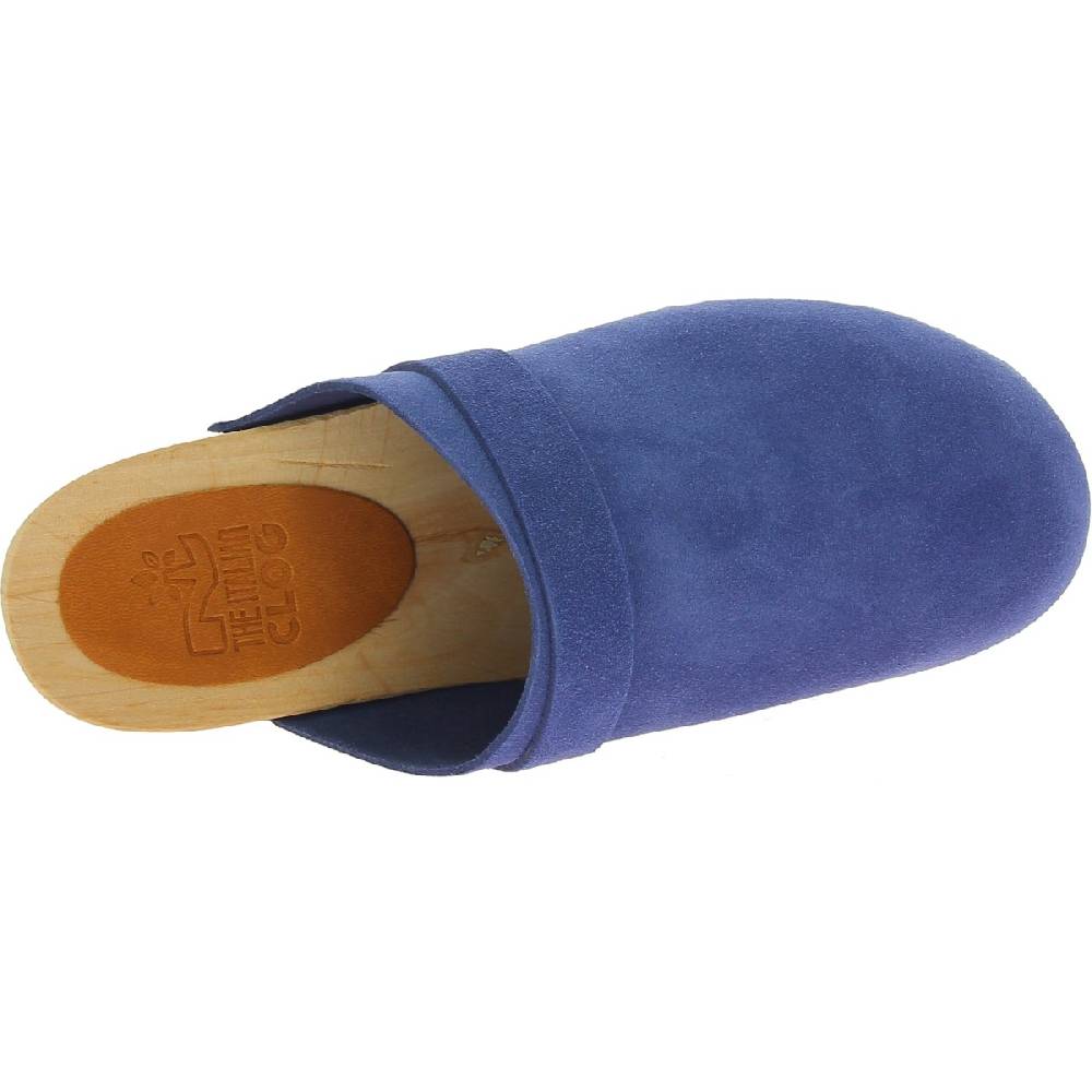 Lartigiano Del Cuoio Zoccoli in legno da donna con tomaia chiusa in pelle scamosciata blu Online