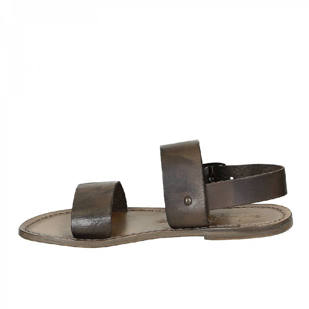 Lartigiano Del Cuoio Sandali francescani donna in pelle color fango artigianali Saldi