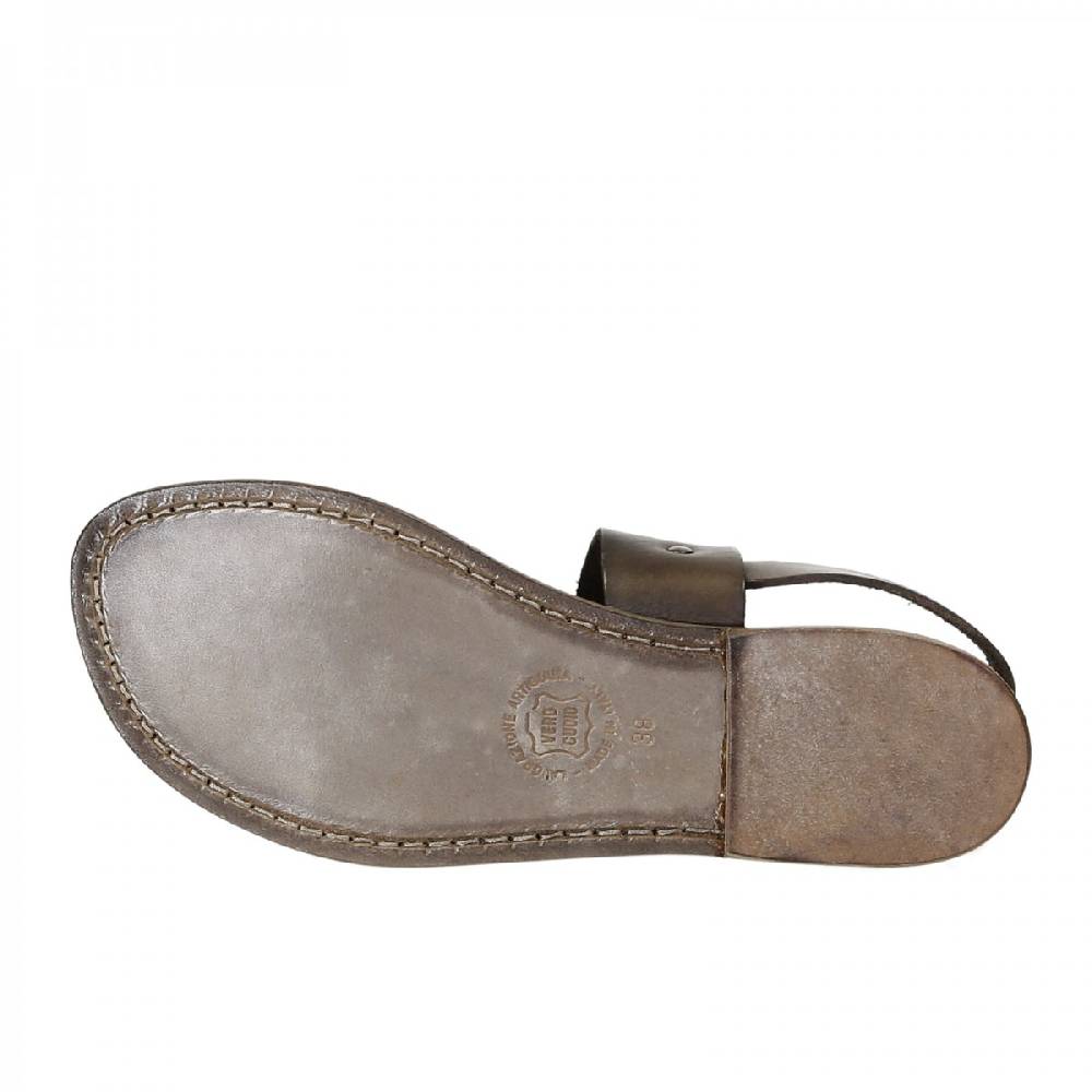 Lartigiano Del Cuoio Sandali francescani donna in pelle color fango artigianali Saldi