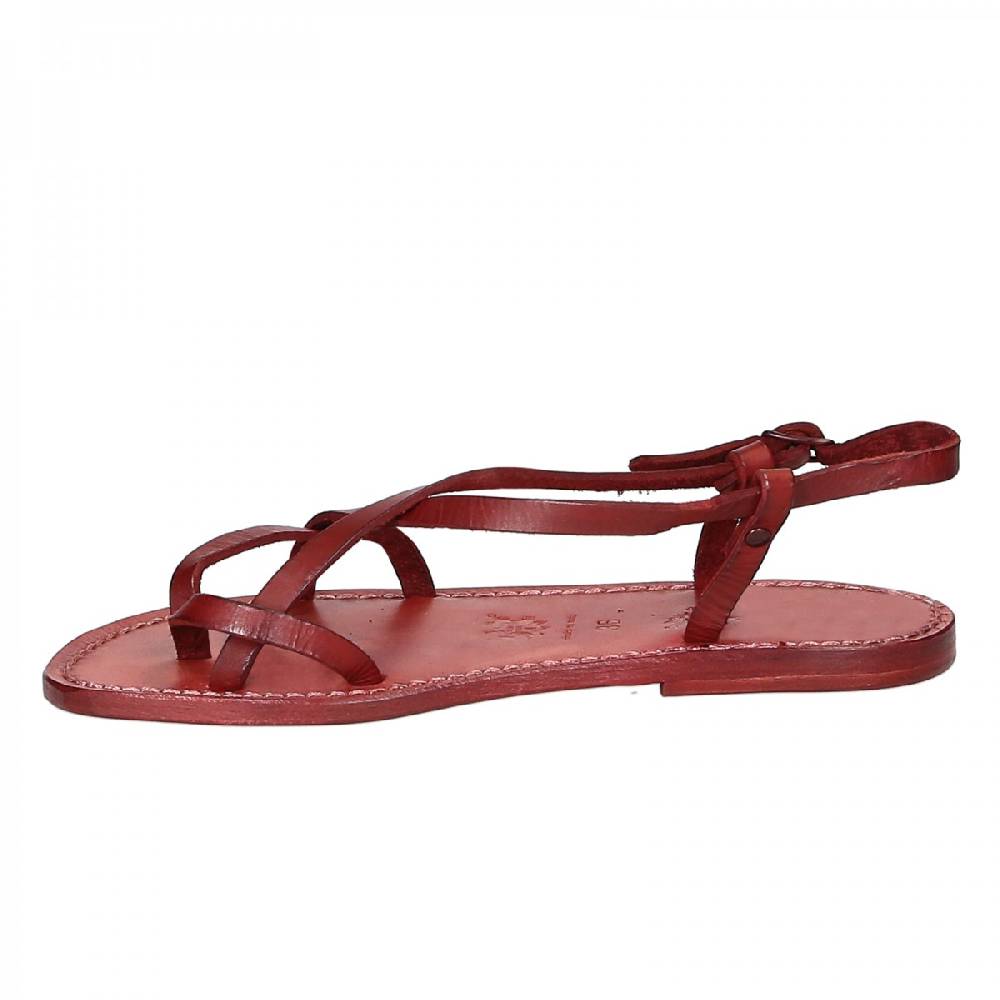 Lartigiano Del Cuoio Sandali cuoio artigianali donna in pelle rosso Offerte