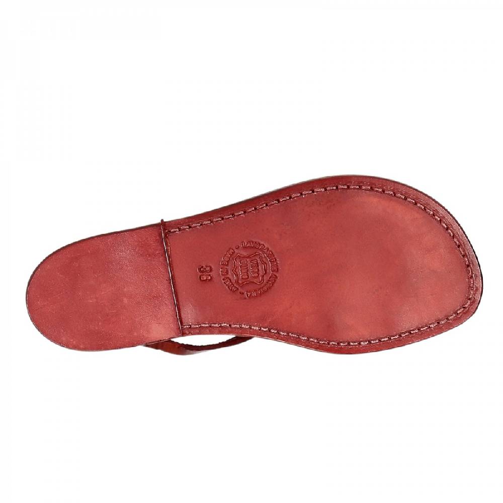 Lartigiano Del Cuoio Sandali cuoio artigianali donna in pelle rosso Offerte