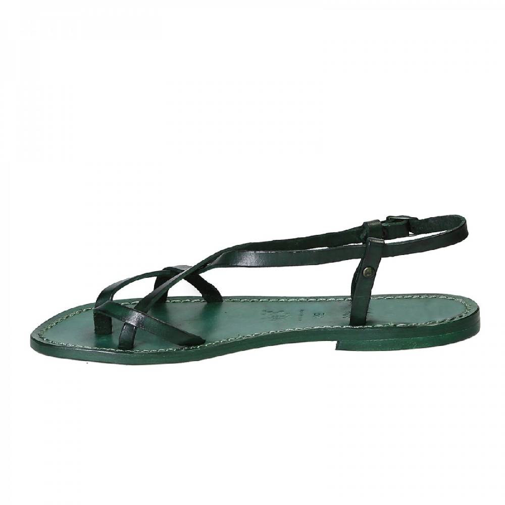 Lartigiano Del Cuoio Sandali cuoio artigianali donna in pelle verde Hotsell