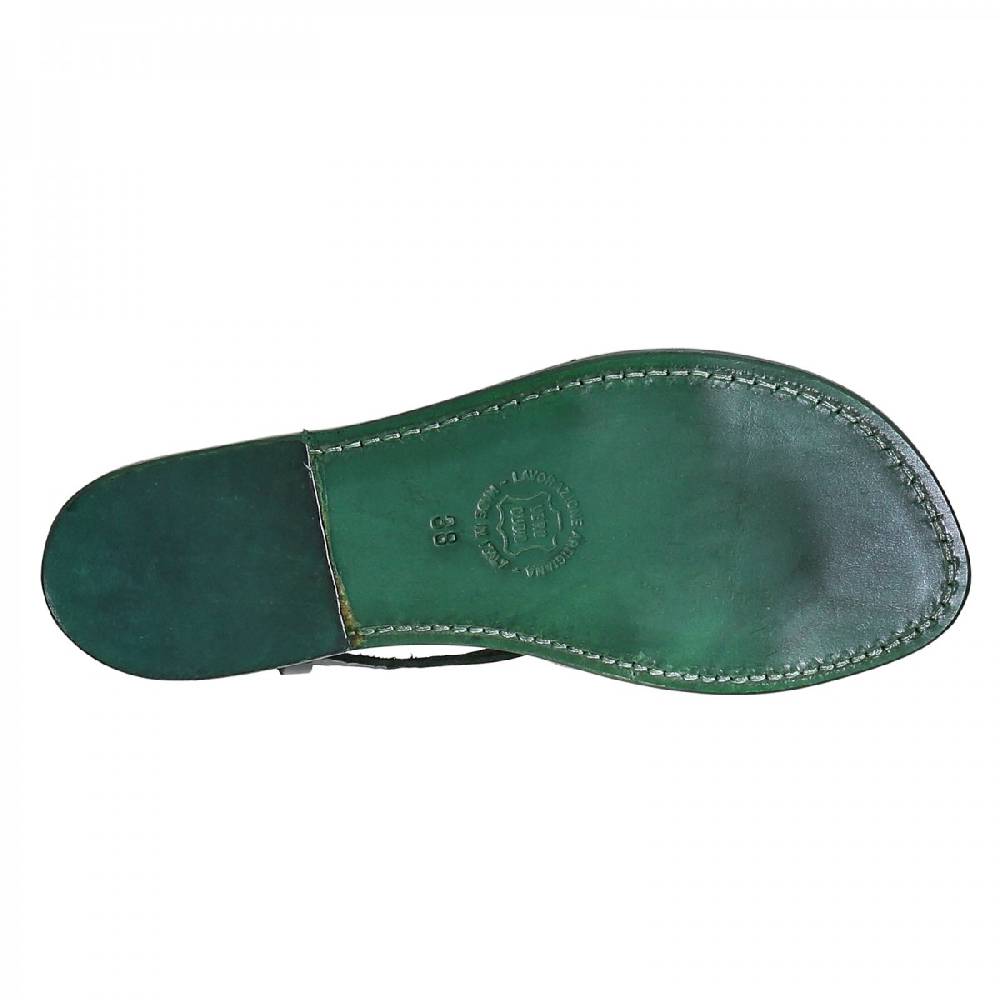 Lartigiano Del Cuoio Sandali cuoio artigianali donna in pelle verde Hotsell