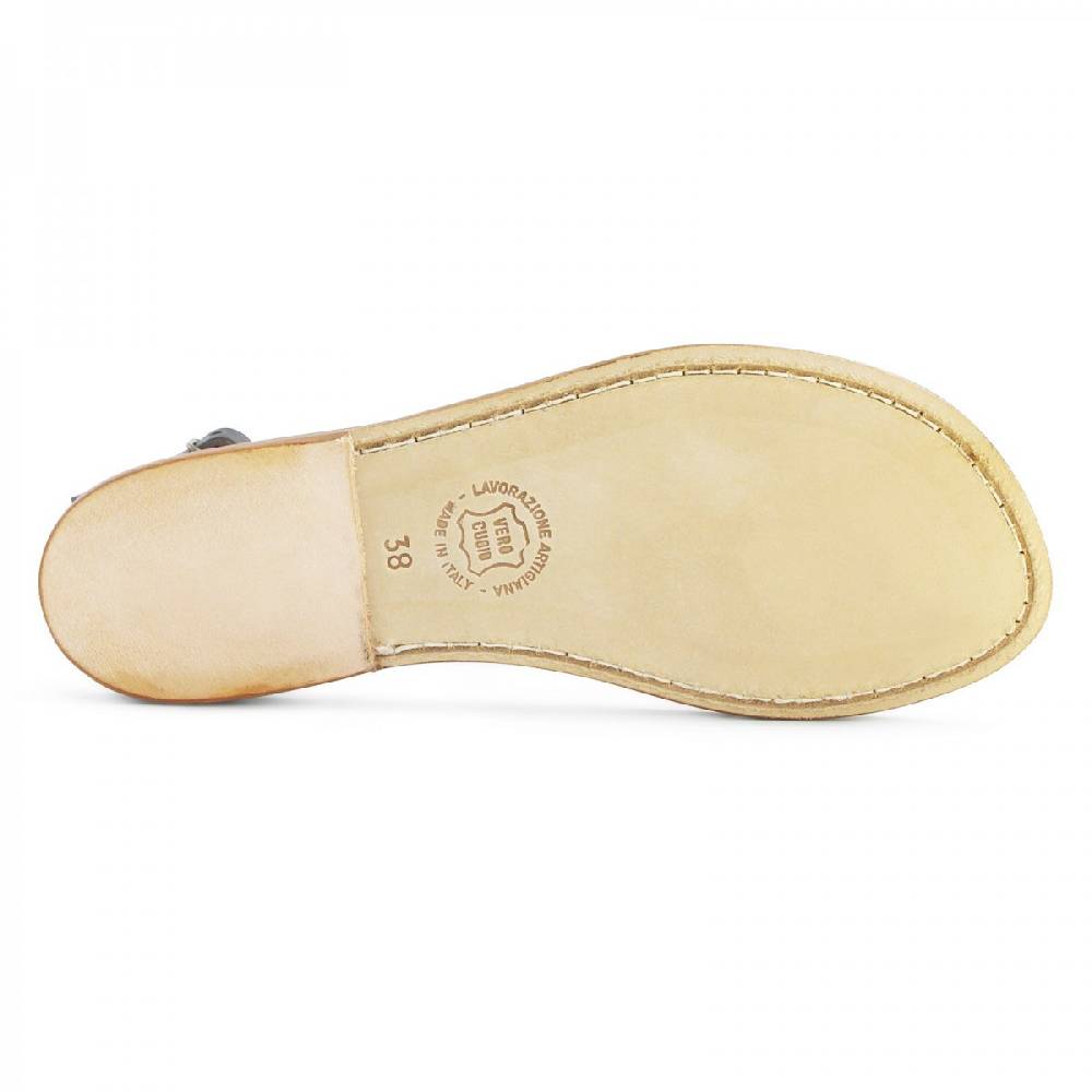 Lartigiano Del Cuoio Sandali infradito donna in pelle bicolore marrone e oro Vendite Flash