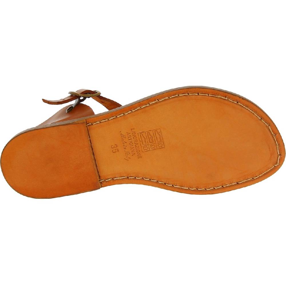 Lartigiano Del Cuoio Sandali bassi in pelle color cuoio fatti a mano in Italia In Saldo