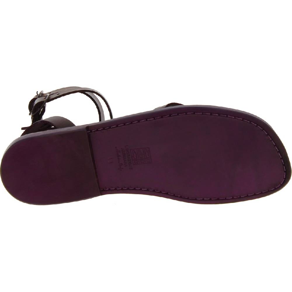 Lartigiano Del Cuoio Sandalo gladiatore uomo in pelle color prugna fatto a mano Spedizione Gratuita