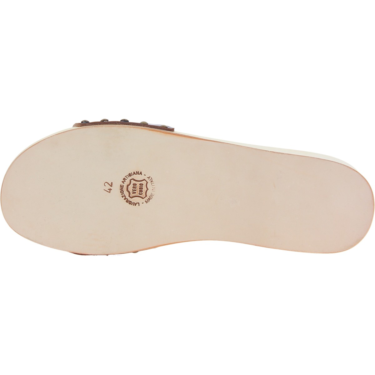 Lartigiano Del Cuoio Zoccoli in legno donna con fascia regolabile in pelle marrone scuro In Vendita