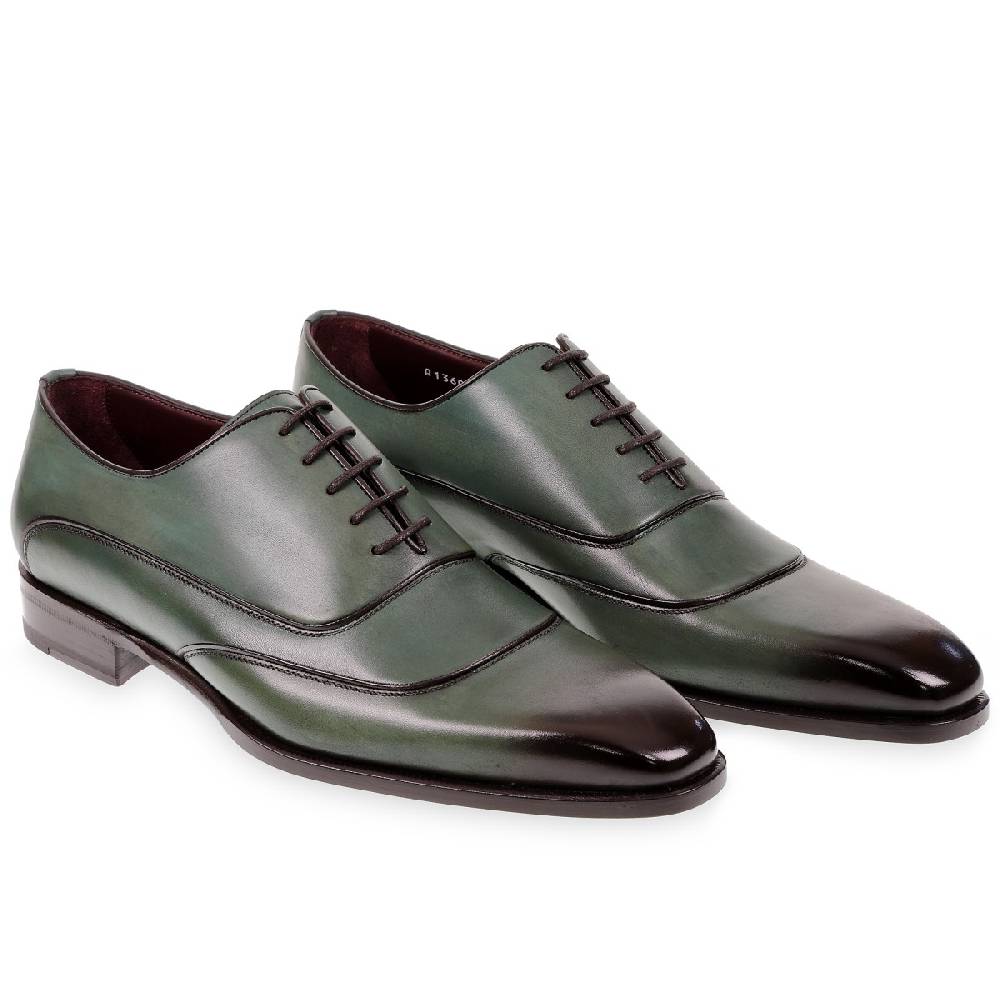 Lartigiano Del Cuoio Scarpe oxford da uomo in pelle verde tinta a mano da Fratelli Borgioli Italy