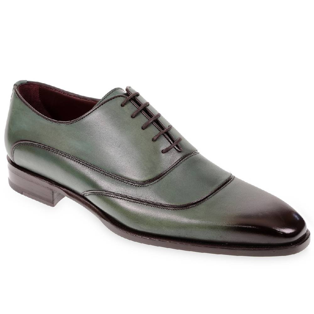 Lartigiano Del Cuoio Scarpe oxford da uomo in pelle verde tinta a mano da Fratelli Borgioli Italy