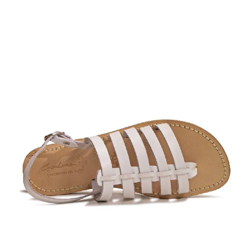 Lartigiano Del Cuoio Sandali bianchi infradito alla schiava artigianali in pelle Promozione