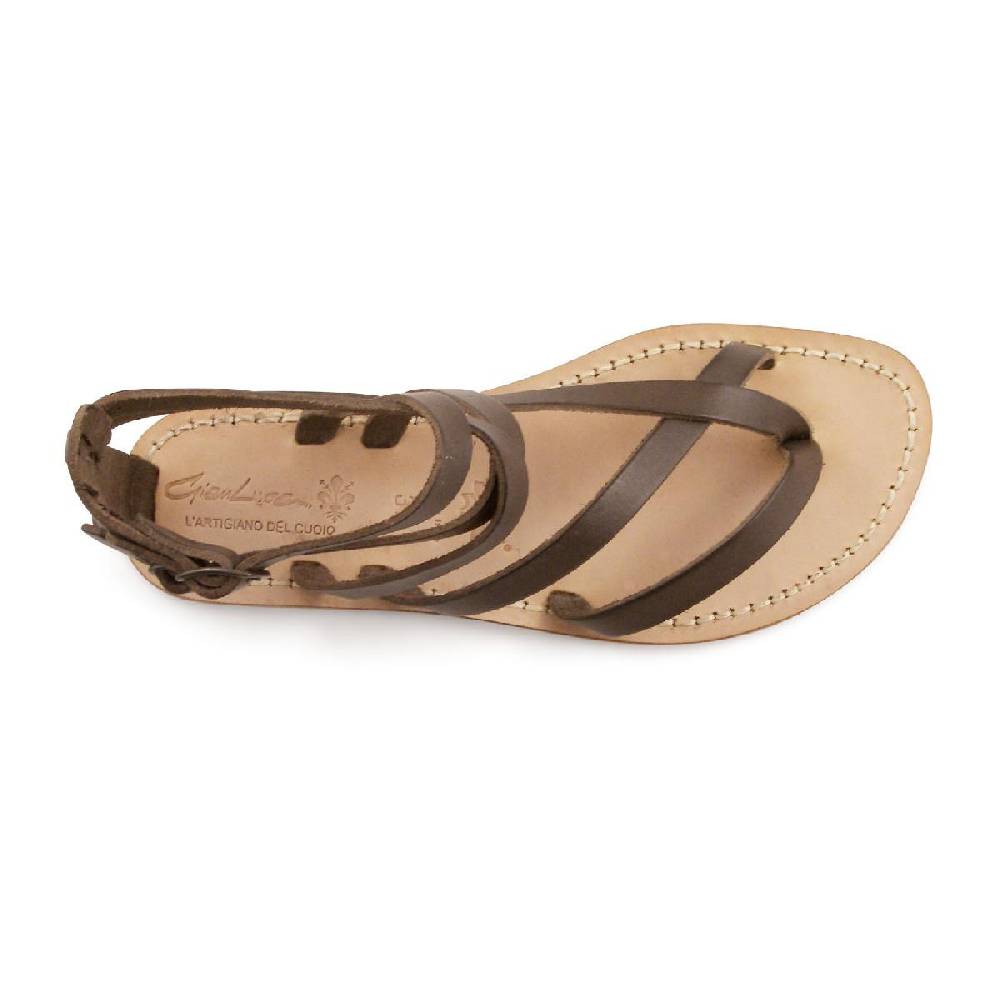 Lartigiano Del Cuoio Sandali gladiatore donna in pelle marrone artigianali Spedizione Gratuita