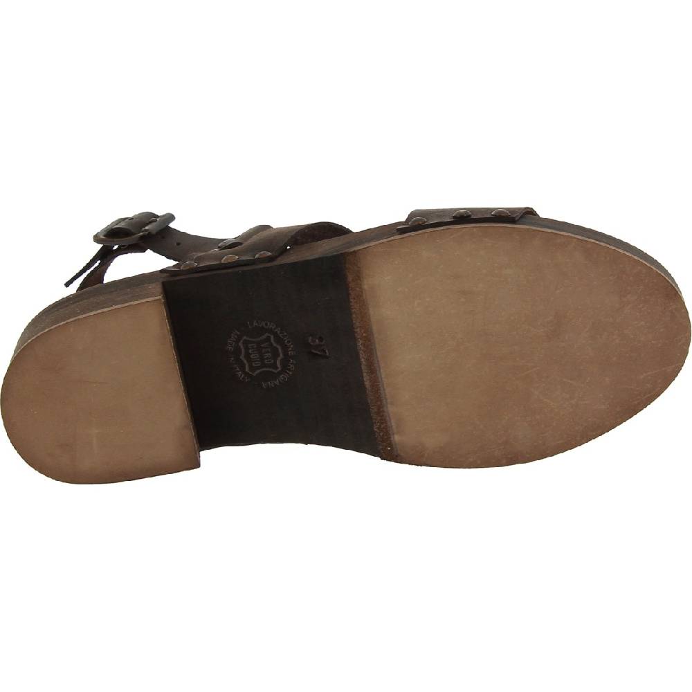 Lartigiano Del Cuoio Zoccoli in legno marrone scuro artigianali con fascia in pelle Shopping Online